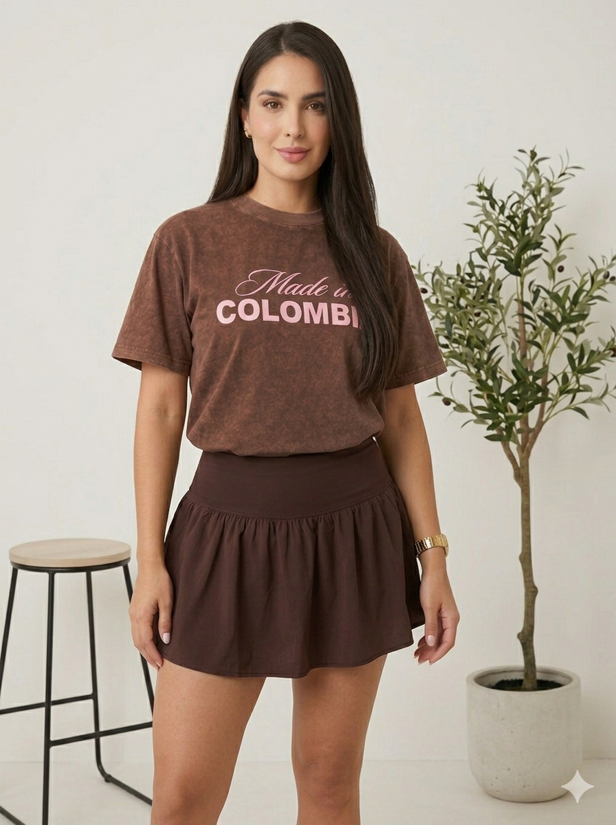 Made in Colombia T-Shirt Washed Brown