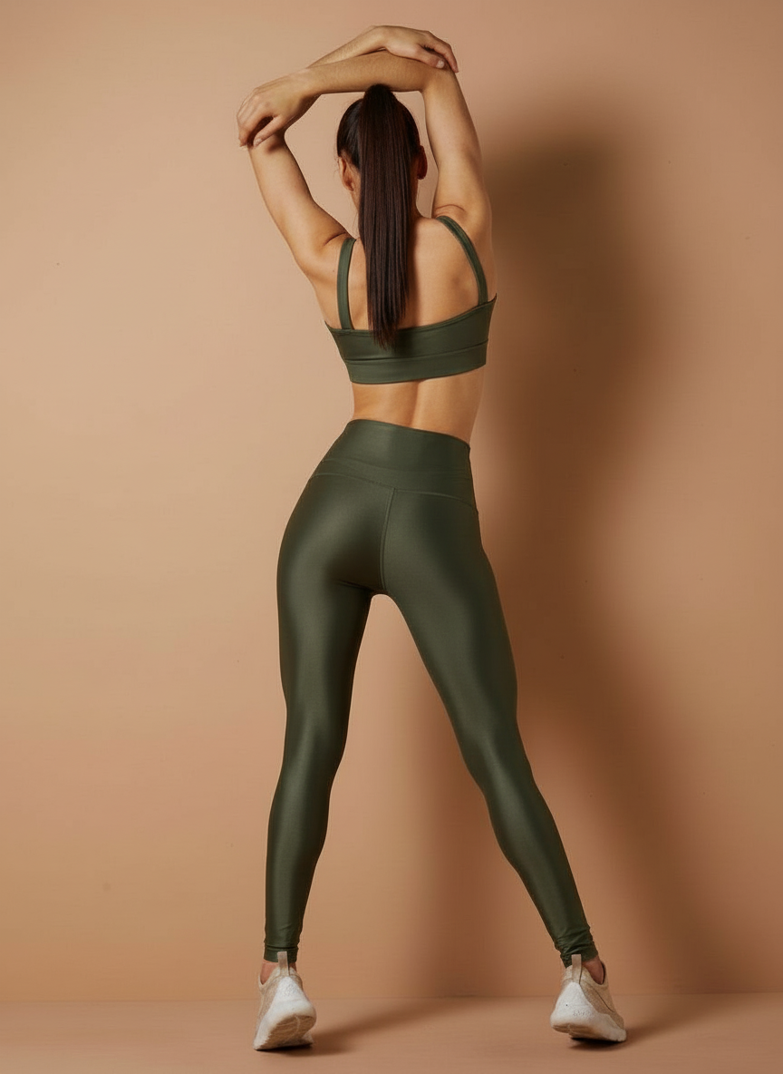 Leggings Shimmer Military Green