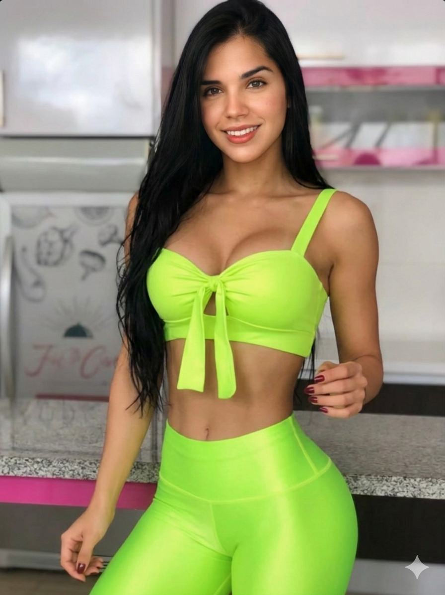 Top Moño Shimmer Neon Green