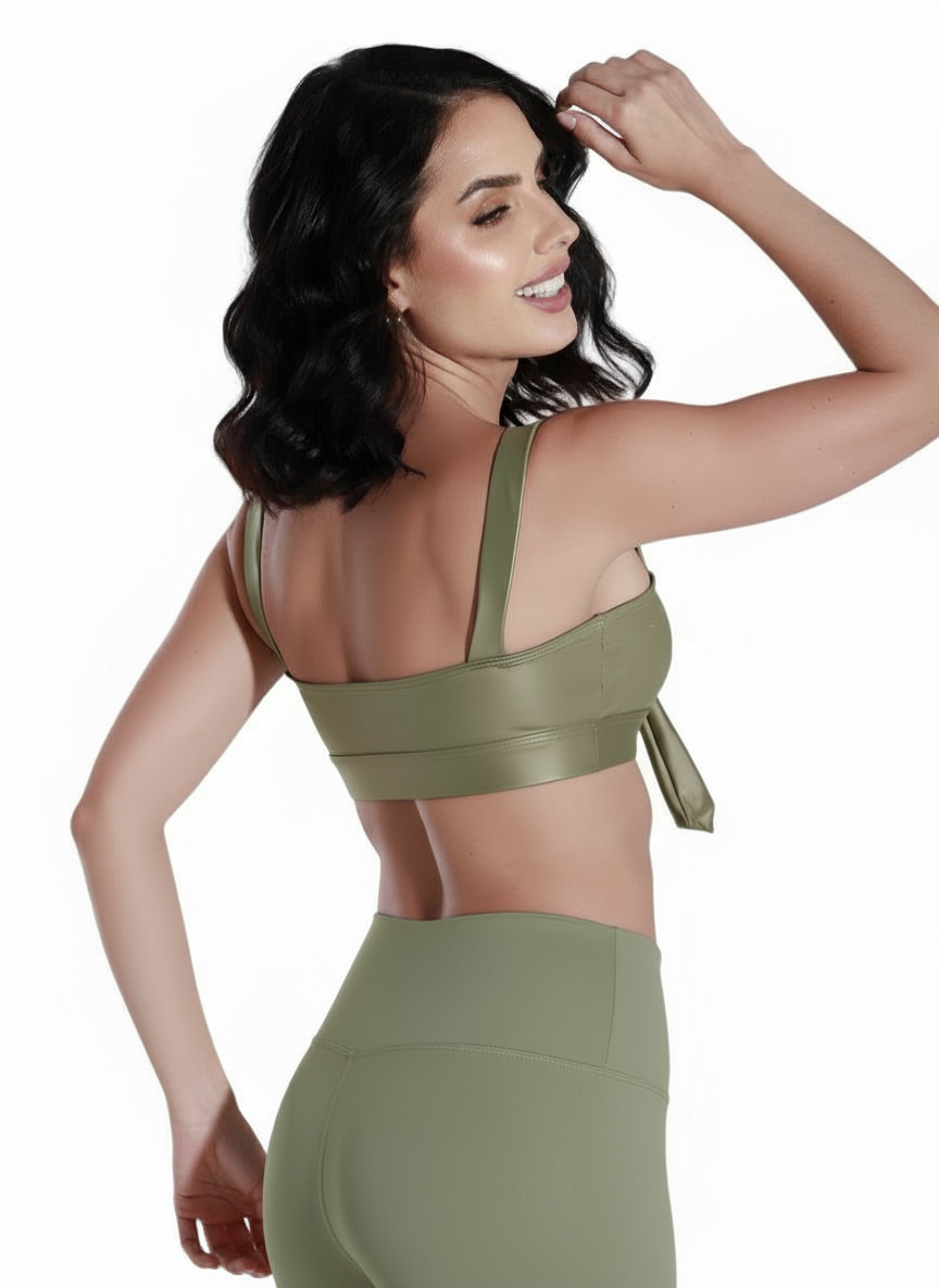 Top Moño Shimmer Olive