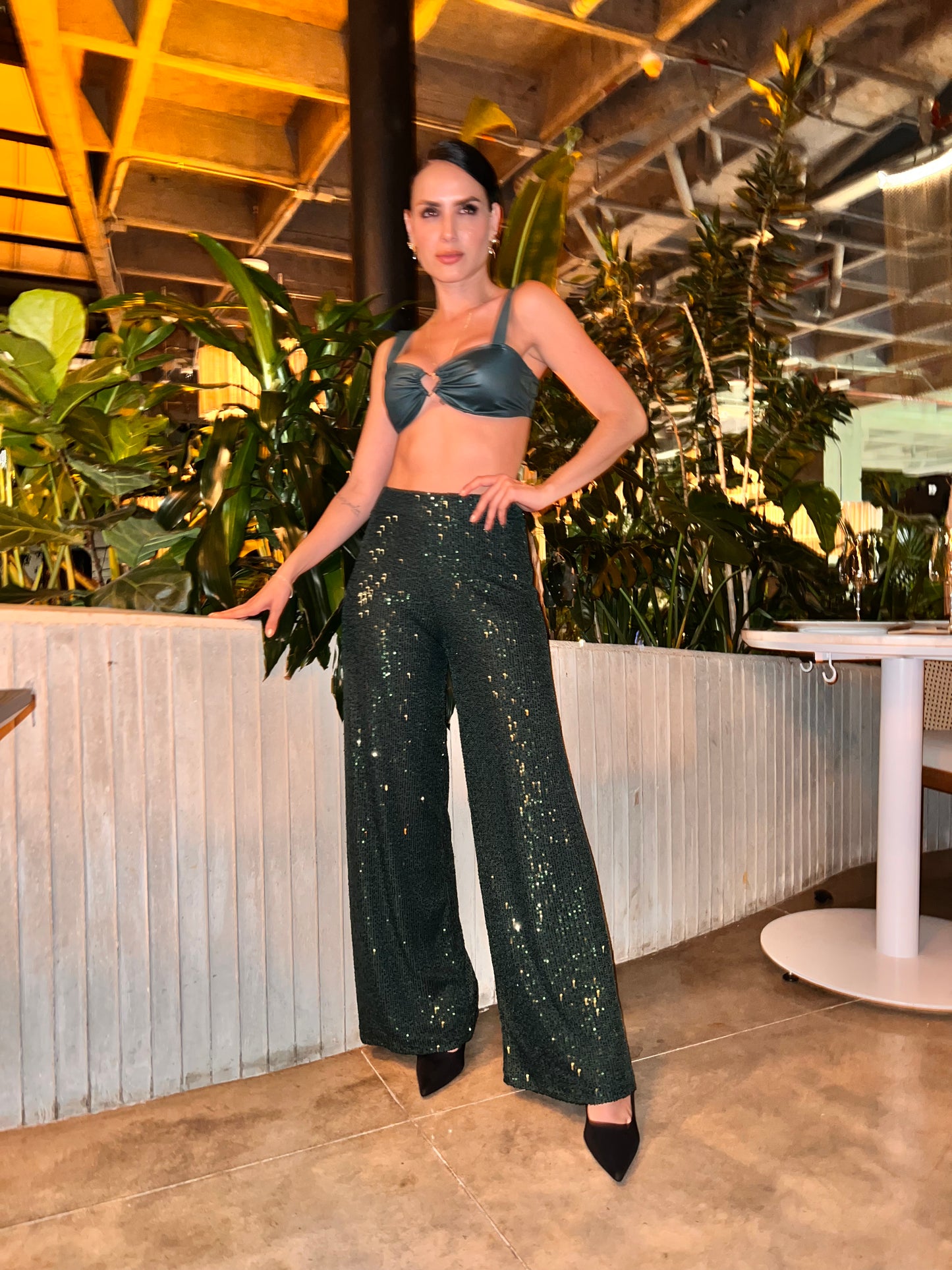 Sequin Pants Green