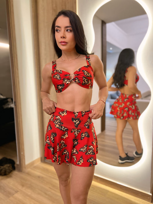 Tennis Skirt Butterflies Red