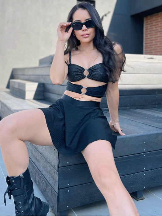 Tennis Skirt Rib Black