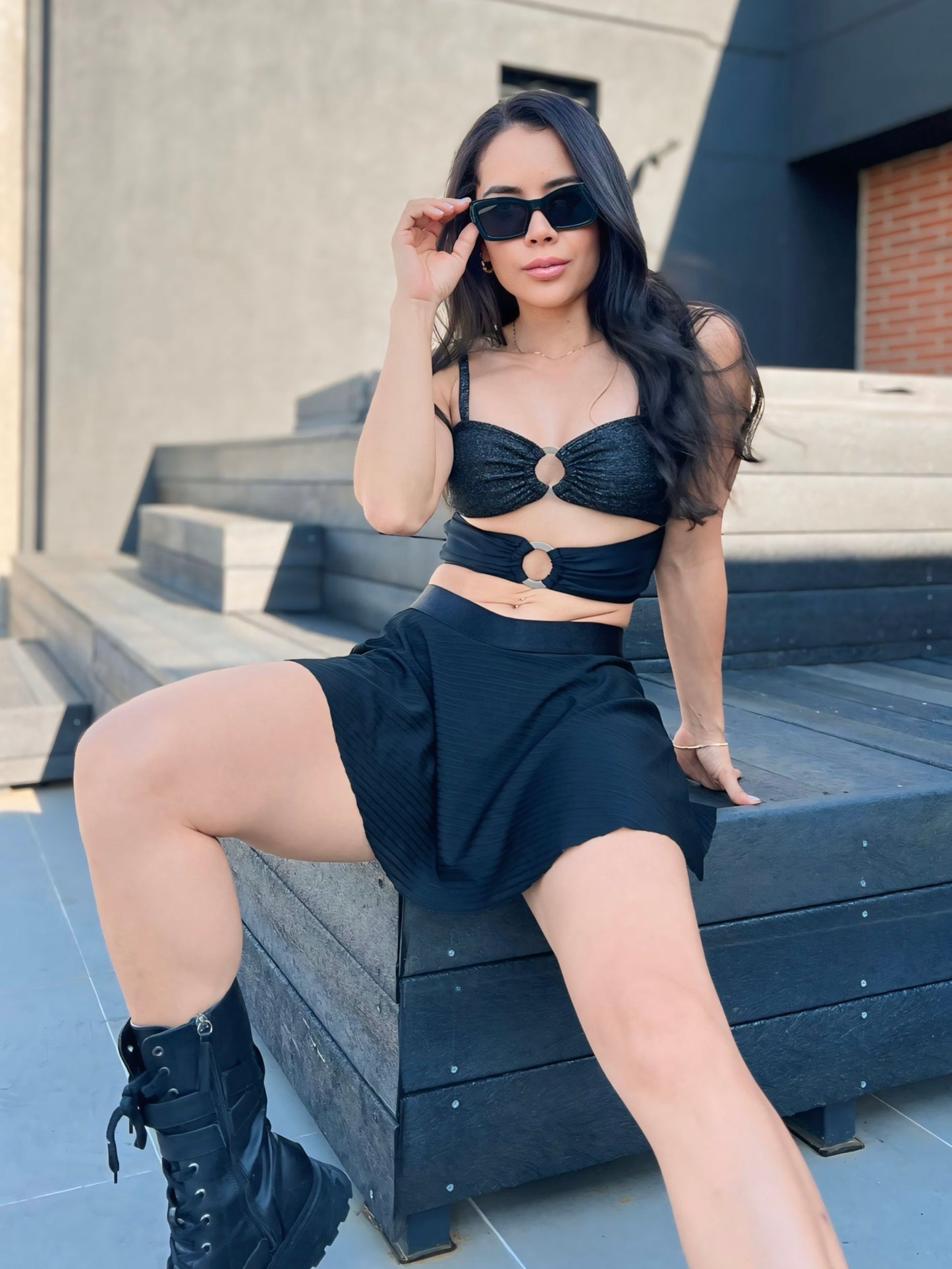 Top Glitter Black
