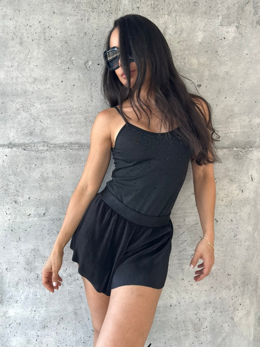 Running Short Plizado Black