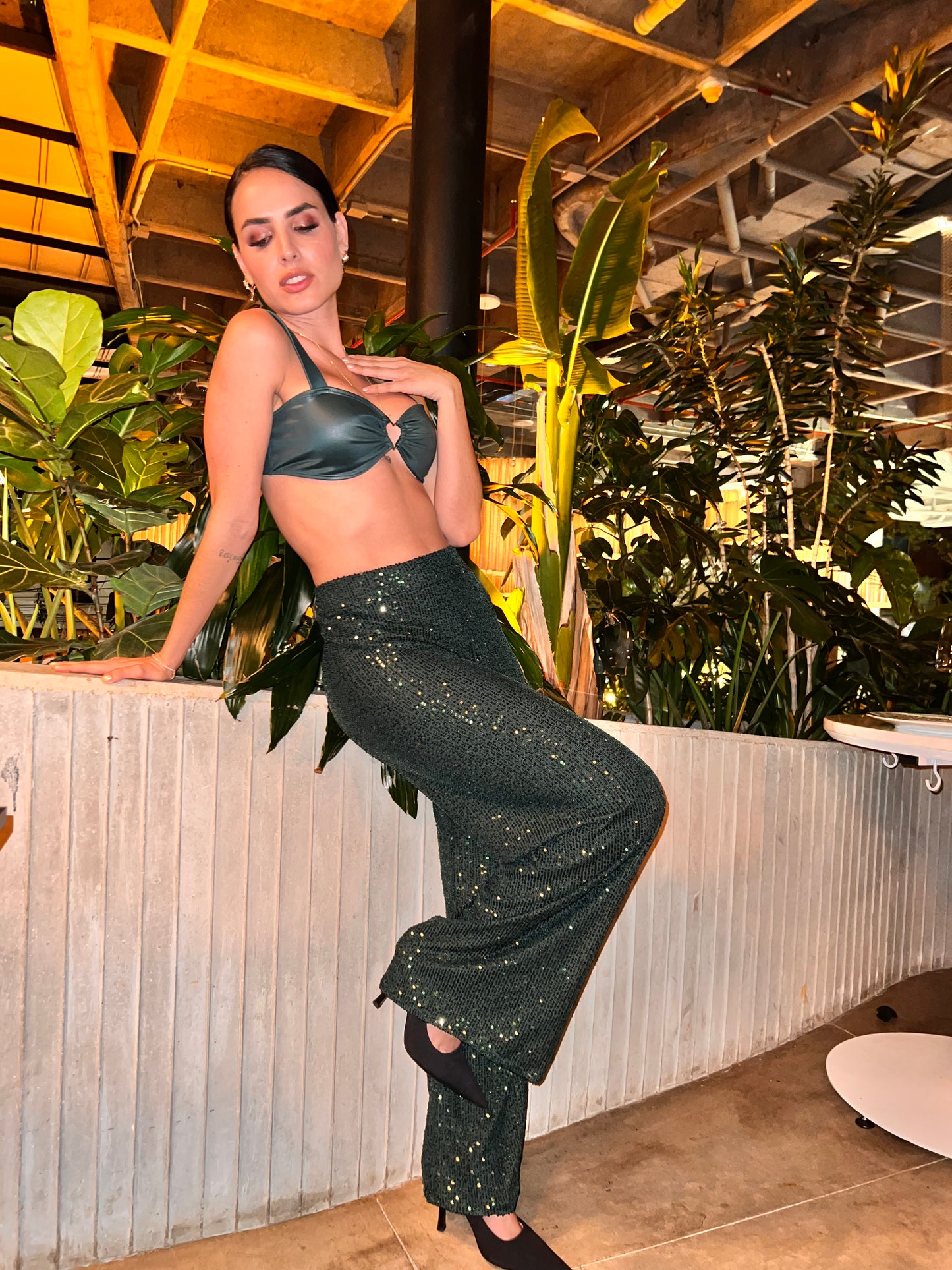 Sequin Pants Green