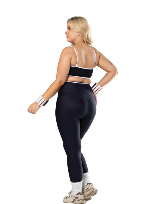 Leggings Black White Line
