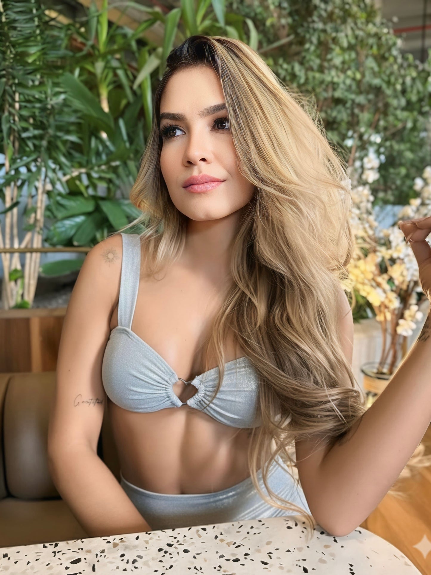 Top Heart Shimmer Silver