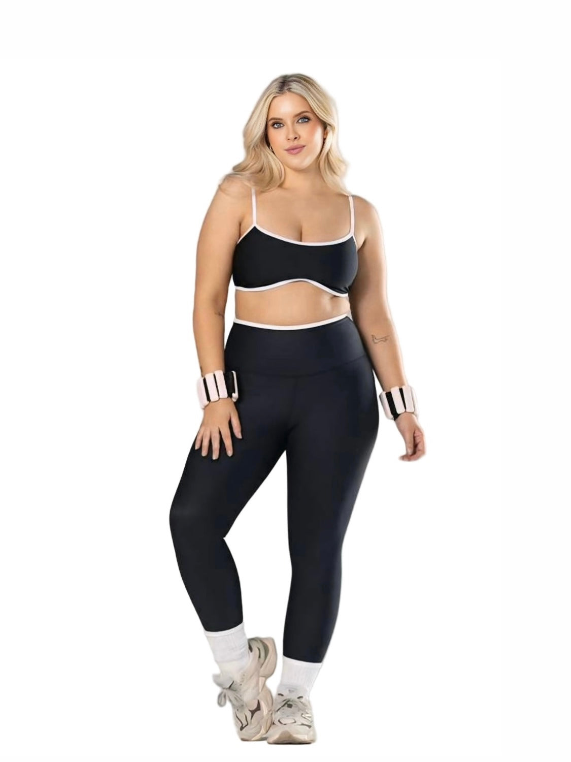 Leggings Black White Line