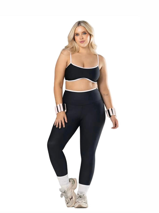 Leggings Black White Line