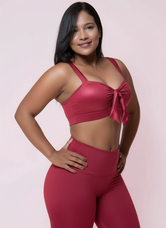 Top Moño Shimmer Burgundy