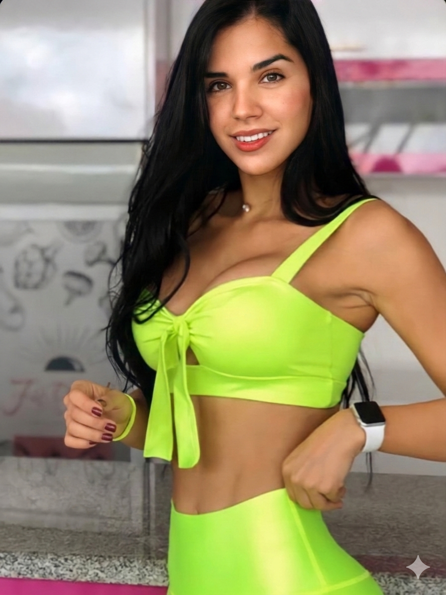 Top Moño Shimmer Neon Green