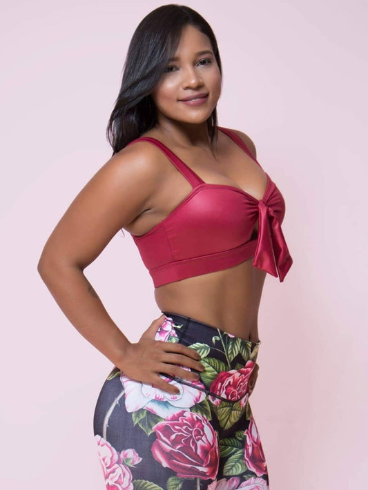 Top Moño Shimmer Burgundy